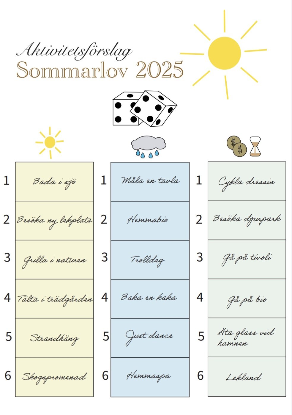 Sommarlovsaktiviteter